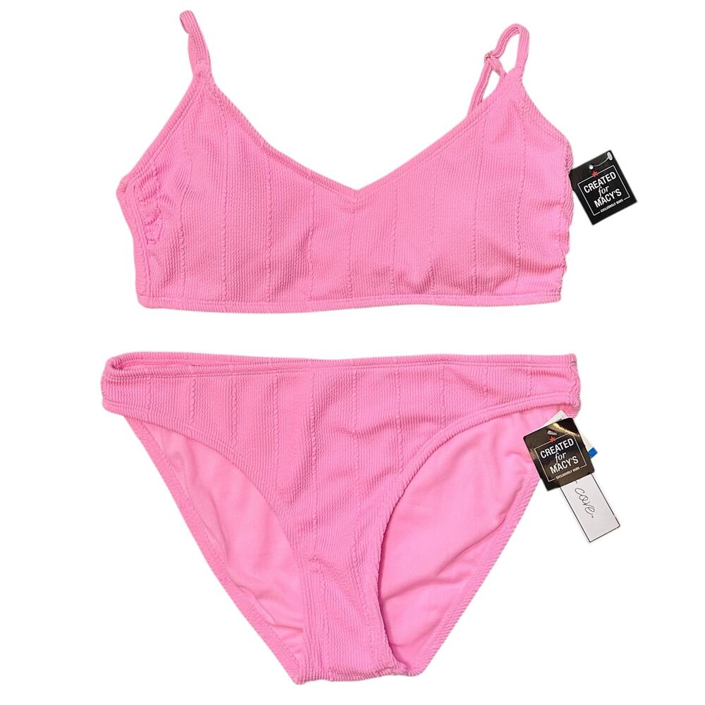 2/$15 NWT Salt + Cove Popcorn Ribbed Bikini Set Bubblegum Pink Swimsuit Size XL - Picture 5 of 9